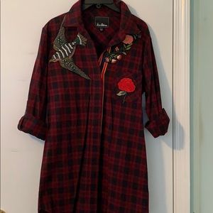 Sam Edelman red and black plaids shirt dress.